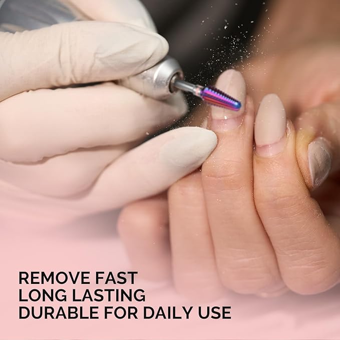 MelodySusie Professional Tornado Nail Drill Bits, 3/32'' Carbide Tungsten Multi-function Bits, Suitable for Manicure Pedicure Cuticle Gel Polishing, Salon Bits, Purple, Series Bit-X, 3XC