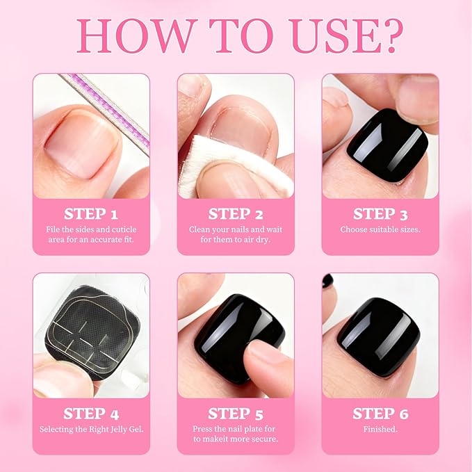 LoveOurHome Colored Press on Toenails Short Square Fake Toe Nails Tips Glossy Full Cover Artificial False Toenail French Pedicure Decor 24 Colors for Women Teen Girls