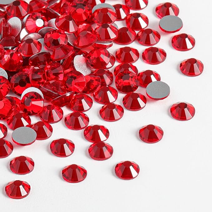 Beadsland 2880pcs Flat Back Crystal Rhinestones Round Gems for Nail Art and Craft Glue Fix,Light Siam,SS3,1.2-1.4mm