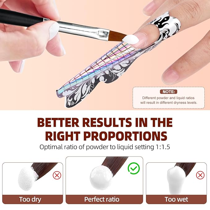 Practice Hand for Acrylic Nails, Acrylic Nail Training Mat , Manicure Trainng Hand Nail Kit for Beginners,Movable Nail Maniquin Hand with 50PCS Nail Tips,Acrylic powder, Brush and Clipper(Brown)
