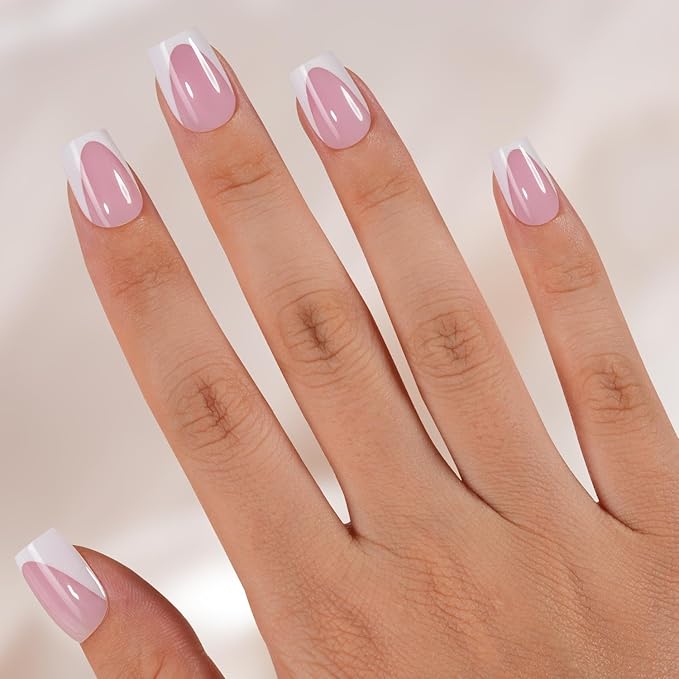 Vansiho Deep French Gel Nail Tips, Pink 150Pcs Short Square Soft Gel Nail Tips, French Tips Press on Nails, Fake Nails for Nail Art DIY 15 Sizes