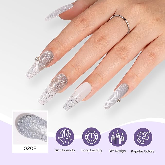 MelodySusie Poly Nail Extension Gel 60g Hema Free Soak Off UV Lamp Cured Nail Thickening Nail Art Design Manicure Gift for Women 020F