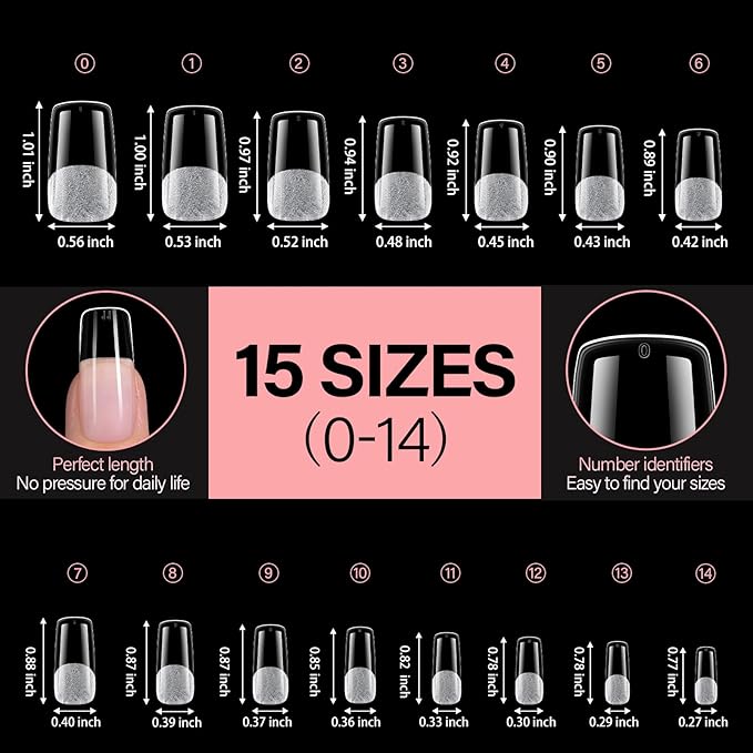 AILLSA Medium Square Nail Tips - Full Cover Half Matte Nail Tips 120pcs Pre-filed Nails Tips, Press on Acrylic Nails for Manicure