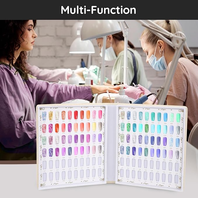 Segbeauty 120 Colors Nail Polish Display Book, Nail Color Chart with 120 False Nail Tips, Professional Nails Gel Card Board Nails Salon Practice Design Display Chart for DIY Fingernail Art
