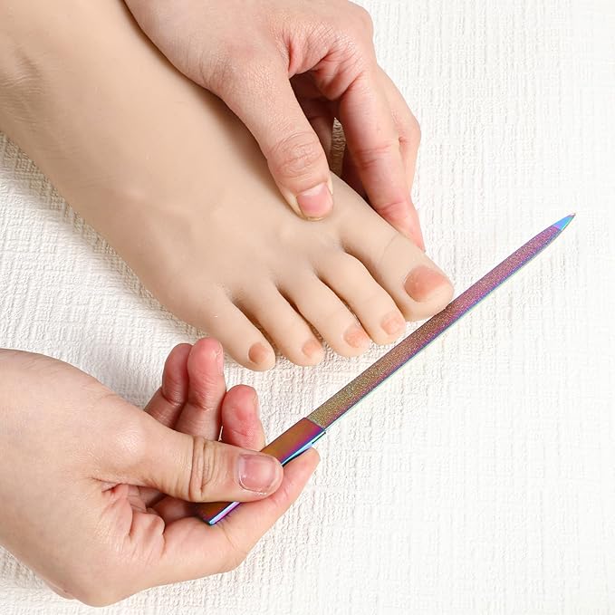 Diamond Nail File Set, 3Pcs Stainless Steel Double Side Fingernail Files Metal Nail File Manicure Pedicure Toenail Tools for Salon Home, Women Men Nail Care Tool (Colorful)