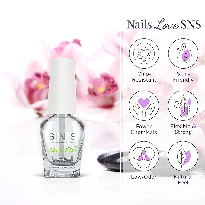 The SNS Specially Formulated Primer for Nail Dip Powder, EA Bond - Improves adhesion of Dip Powder Manicures for Oily Nail Beds - Dip Nail Polish - Low-Odor & No UV Lamp Required - 0.5 fl. oz.