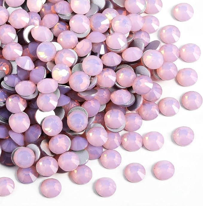 Beadsland 1440pcs Flat Back Crystal Rhinestones Round Gems for Nail Art and Craft Glue Fix, Light Rose Opal, SS16, 3.8-4.0mm