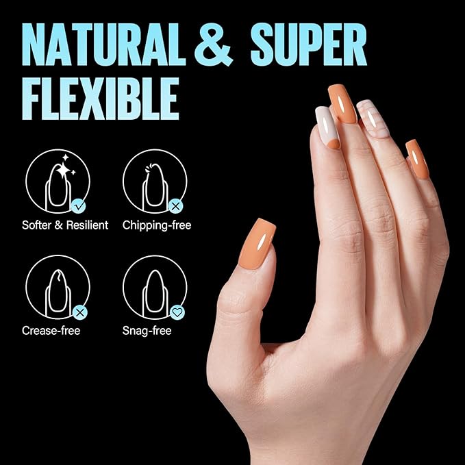 TOMICCA Short Square Nail Tips, Acrylic Gel Tips 240Pcs Fake Nails Full Cover 12 Sizes False Nails Half Matte for Nail Extension Home DIY Salon