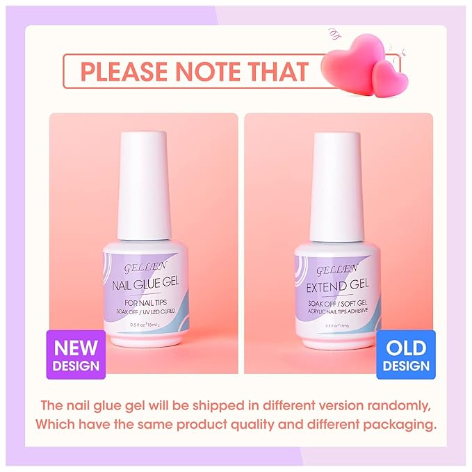 Gellen Gel Tips Nail Extension Kit, Gel Nail Kit with 240Pcs Almond Tips, 3 in 1 UV Glue for Nail Tips, Prep Dehydrator and Primer, U V LED Cure Lamp, Decorations for DIY Manicure Set