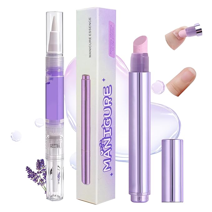 Ceramic Cuticle Oil Pusher Pen: 3-in-1 Nail Cuticle Remover Oil Pen - Nail Care Oil Cuticle Pusher with Ceramic Tip for Hangnails & Dry & Damaged Nail