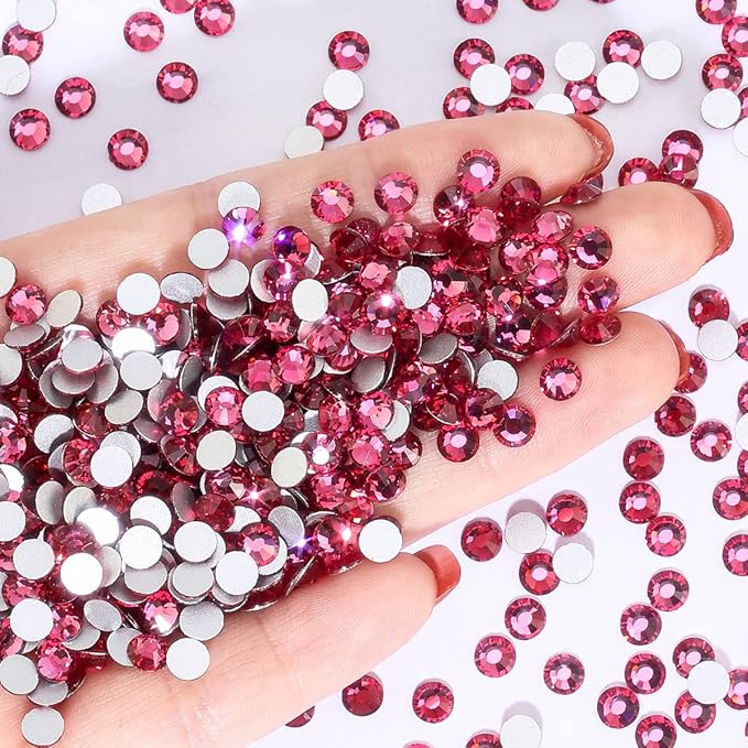 Non Hotfix Flatback Rhinestones for Crafts, Glass Nail Gems, Crystals for Makeup Bags, Shoes Decoration DIY (SS30, 288pcs, Rose)