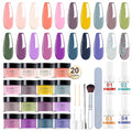 31 Pcs Dip Powder Nail Kit, 20 Colors Glitter Nude Pink Green Gray Dip Powder Liquid Set with Top/Base Coat Activator for French Nails Art Manicure DIY Salon, No Needed Nail Lamp Curing