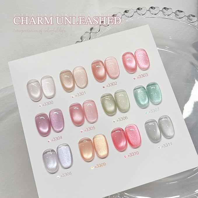 GAOY Pink Glassy Cat Eye Gel Nail Polish, 16ml Glitter Holographic Nail Polish with Magnet, Reflective Translucent UV Gel, 3303 Cotton Candy
