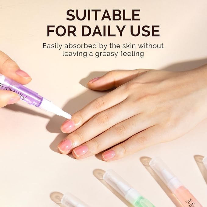 MelodySusie 6Pcs Cuticle Oil Pen Set,Nail Moisturizing Cuticle Oil Enriched with Vitamin E,Softens and Repairs Cuticles,Nail Strengthener,Protects Damaged Skin,Thin Nails,for Home and Salon Use