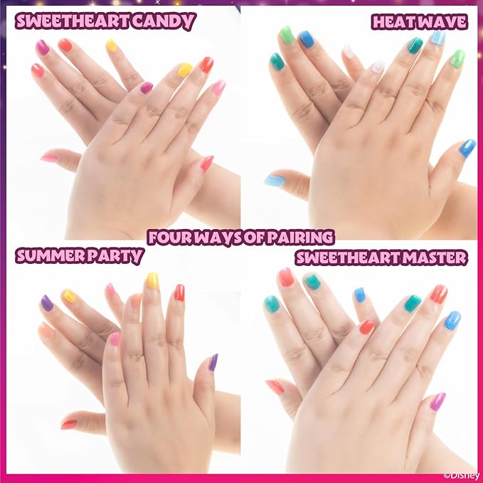 Townley Girl Disney Princess 18 Piece Water-Based Nail Polish Set, Quick Dry and Peels-Off, Nail Paint Set for Girls Ages 3