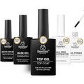 Beetles Base and Top Coat Set with Nail Dehydrator and Primer, 5 Pcs 10ml Glossy Matte Top Coat Gel Nail Prep Acid-Free and Hema-Free Dehydrate Bond Primer Kit