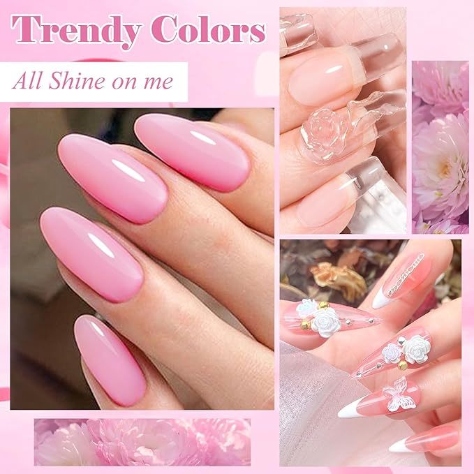 MEET ACROSS Builder Gel for Nails- 3 Colors Builder Gel Kit Nail Extension Clear White Pink Hard Sculpted Kit with 100pcs Nail Forms Art Manicurist Gift for Women
