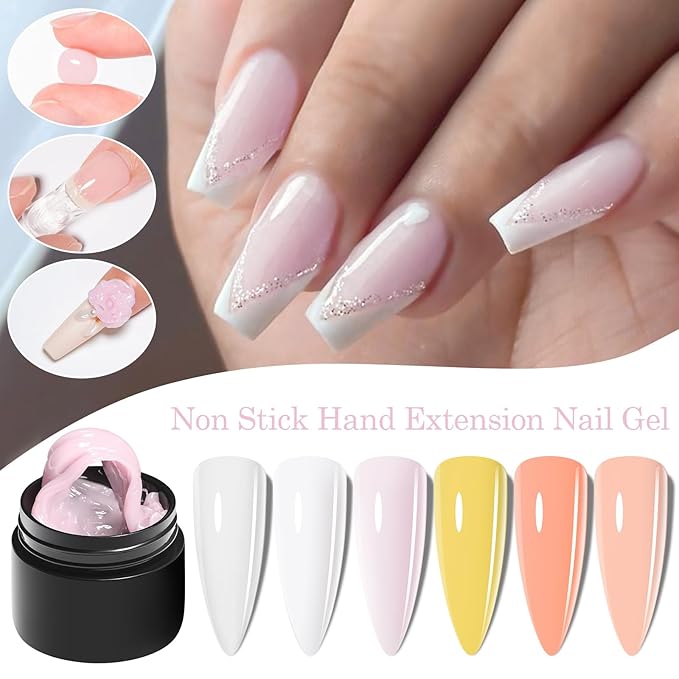 MTSSII 3D Nail Art Gel Clear White Solid Builder Gel for Nails Non-Stick Hand Sculpture Hard Gels Yellow Nude Nail Polish Home Manicure DIY for Women