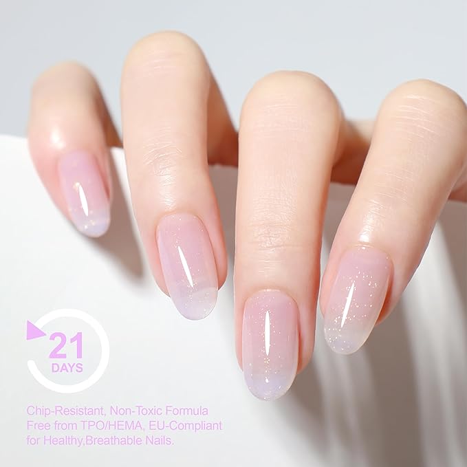 Hema Free Rubber Builder Base Gel, Long Lasting Vegan For Strengthens Damaged Thin Nails, Shimmer Glitter Gel Reinforces Soft Nails
