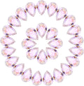 MECCANIXITY 48 Pcs 3D Teardrop Rhinestones Diamond Nail Charm Crystal Pointback K9 Glass Rhinestones Crystal Gems for Jewelry Making, Craft, 8x12mm, AB Pink