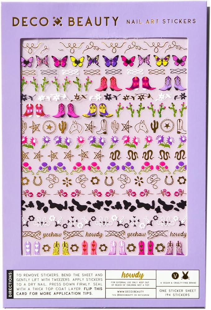 Deco Beauty Howdy - Super Thin & Easy-to-Apply Nail Art with The Cutest Designs - Durable & Long-Lasting Nail Art Stickers and Decals for Women, for DIY at-Home Manicures & Salon-Quality Nails