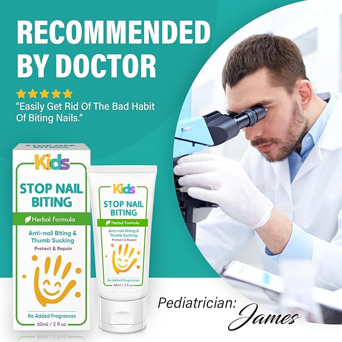 Nail Biting Treatment for Kids, Nail Biting Prevention, Effective Bitter Taste Help Stop Thumb Sucking, Safe Plant-Based Formula Nail Care Cream for Children and Adults