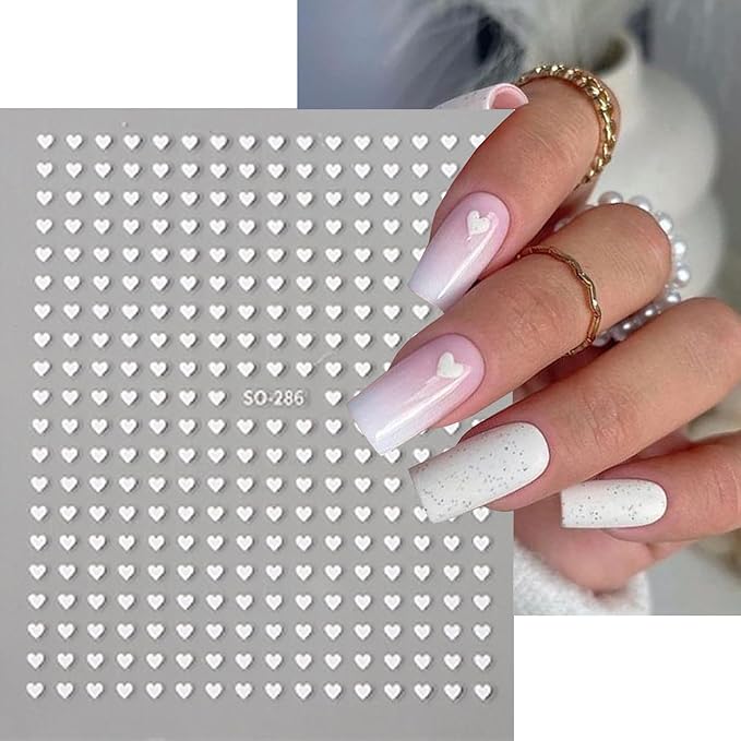 6PCS Mini Heart Nail Art Stickers 3D Self-Adhesive Sparkling Love Nail Art Decals Shinny Red Hearts Designs Nail Sticker for Valentine's Lovers Romantic Stickers DIY Manicure Decoration Accessories