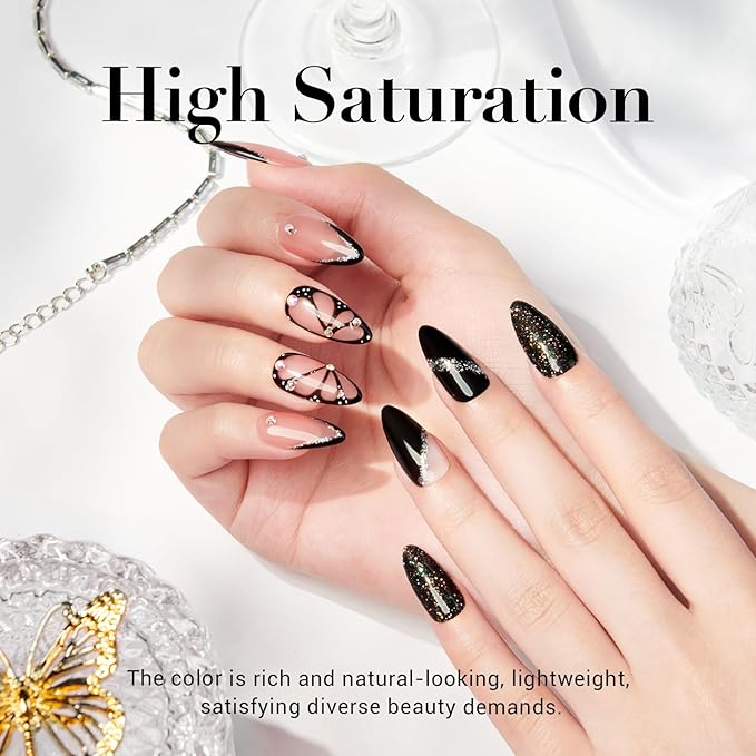 AZUREBEAUTY Dip Powder Nail Basic Set White Black Silver Grey Pure Sparkle 6 Colors All Seasons Dipping Powder Starter Kit French Nail Art Manicure DIY Salon for Women, No Need Nail Lamp Cured
