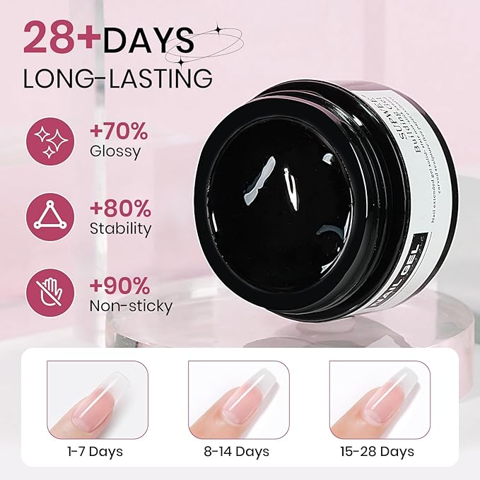 Clear White Pink Solid Builder Gel for Nails 3D Nail Art Sculpture Hard Gel with Dual Form for Extension Carving Molding Patterns Decoration Home Manicure DIY for Women