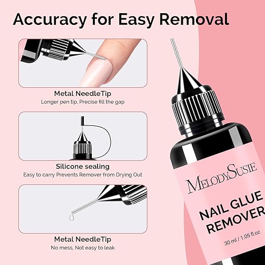 MelodySusie 2PCS Nail Glue Remover for Press on Acetone Free Nail Polish Remover Multi-Functional Remover for Nails Tips Gentle Glue Remover for Gel x Nails for Home Salon 30ML
