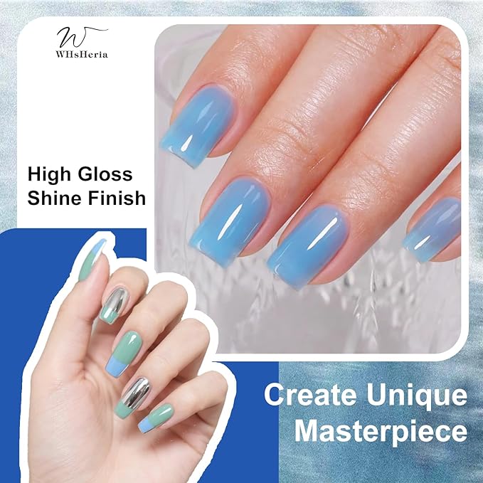 TPO Free Gel Nail Polish Set，6pcs 10ML Baby Blue Light Blue Aquarius Water Ocean Collection Summer Long-lasting Soak off LED/UV Light Suit Give it to Women as a Gift for Daily Life (119-E)