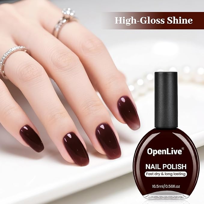 16.5ml Jelly Dark Red Nail Polish Large Volume Quick Dry Nail Polish, Long Lasting Shine, Fingernail Toenail Nail Art DIY Home Travel Nail Art Gift