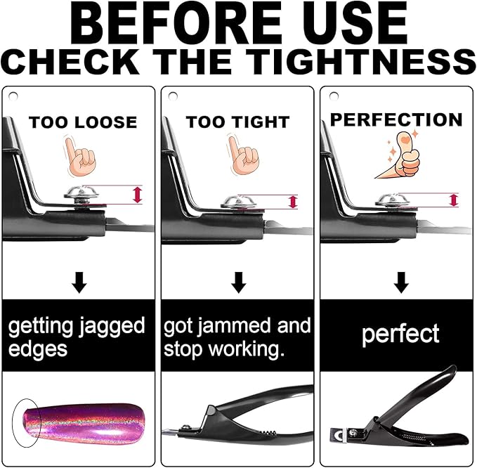 Nail Tip Clipper Edge Cutter Adjustable Stainless Steel False Artificial Acrylic Fake Trimmer Manicure Pedicure Sharp Rustproof Blade Clip Tool for Salon Home Art,Beauty Design DIY Use Black
