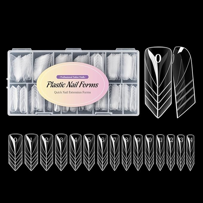 NMKL38 150PCS Dual Nail Forms 15 Sizes Extension Poly Nail Gel Full Cover
