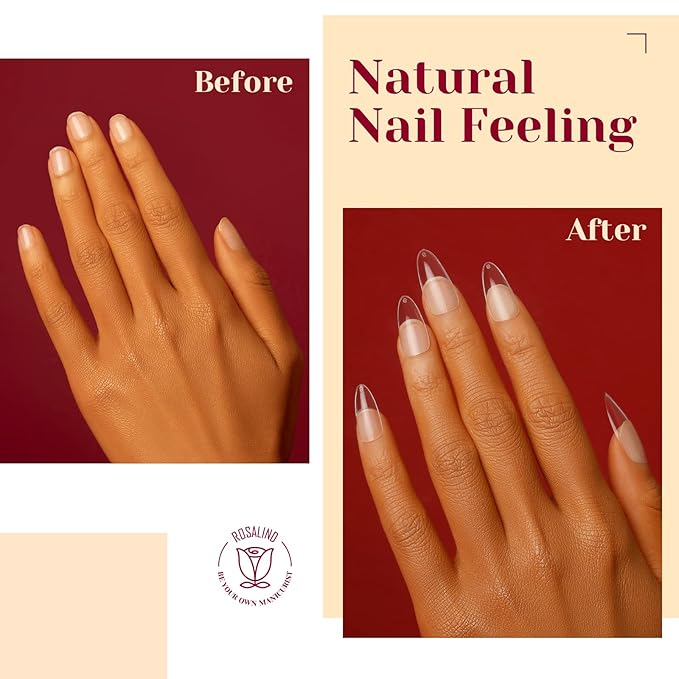 264PCS Clear Medium Almond Nail Tips,ROSALIND Full Cover Clear Fake Nails With Box,12 Size Almond Nail Tips Acrylic False Nail Tips for Nails Extension DIY Nail Art Salon at Home