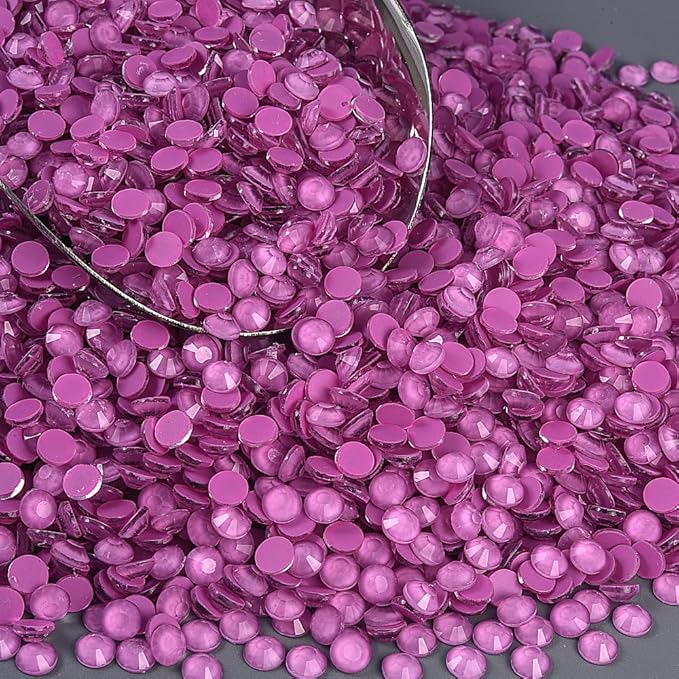 Blinginbox Flatback Rhinestones Round Gems, 1440pcs Luminous Series Glass Stones Neon Gems Non Hotfix Crystal Rhinestones for Nail Charms Crafts Clothes Tumblers,Lt. Amethyst Neon,SS20.