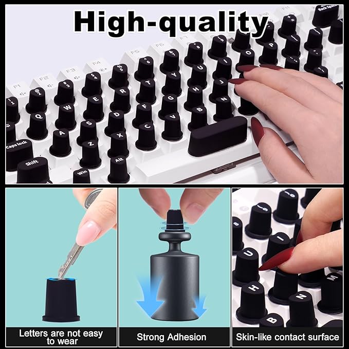 70 Pcs RaisedTip Keyboard Stickers for Long Nails with Letters: Adhesive Typing Bubbles for Women,Office & Gaming Girls Accessories Gift