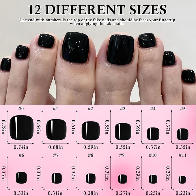 LoveOurHome Colored Press on Toenails Short Square Fake Toe Nails Tips Glossy Full Cover Artificial False Toenail French Pedicure Decor 24 Colors for Women Teen Girls