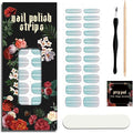 Nail Polish Strips (No UV Lamp Needed) - 22 Pcs Salon Quality Gel Nail Stickers - Long Lasting Wraps (Surf Mint Green)