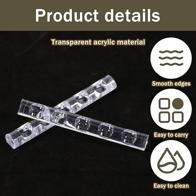 2 Pack Crystal Bar Pen Holder Transparent Brush Holder Acrylic Nail Art Painting Pen Brush Stand Brushes Rest Makeup Brushes Organizer Holders for Drawing Pens Manicure Nail Carving Pencils