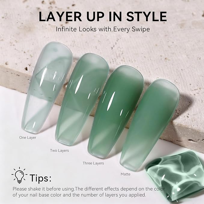 MEGIOR Olive Green Gel Nail Polish 0.5 Fl Oz Green Long Lasting Soak Off UV LED Lamp Light Curing TPO Free Gel Polish Kit for Salon and Nail Art Starter Manicure DIY at Home