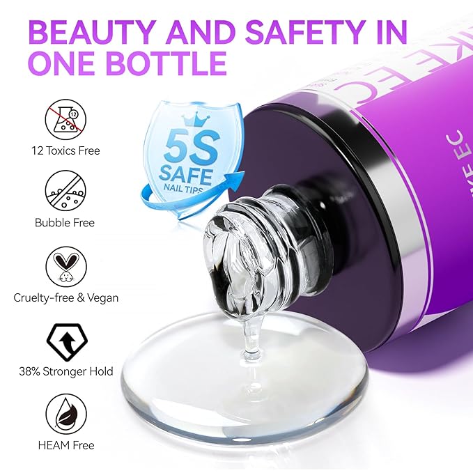 Gelike EC Professional Bulk Nail Glue: 40ml Salon Size Gel Nail Glue - 5X More Value for Press On Nails Acrylic & Nail Tips - Strong & Quick Dry UV Gel Adhesive for Nail Artists & Small Businesses