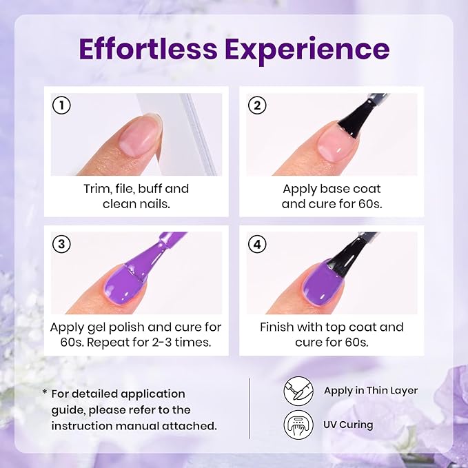 beetles Purple Gel Polish Set - Violet Letter Collecion, Light and Dark Purple Polish Set Spring Colors, Lavender Mauve Soak Off LED Nail Gel Manicure Kit for DIY at Home Salon