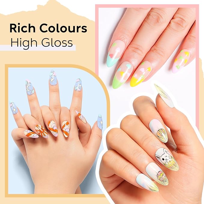 Nicedeco Gel Nail Polish Nail 12 Colors, Hema Free, Cruelty Free, Vegan, Pastel Pink Yellow U V Gel Manicure DIY Home for Women Girls Kit 10