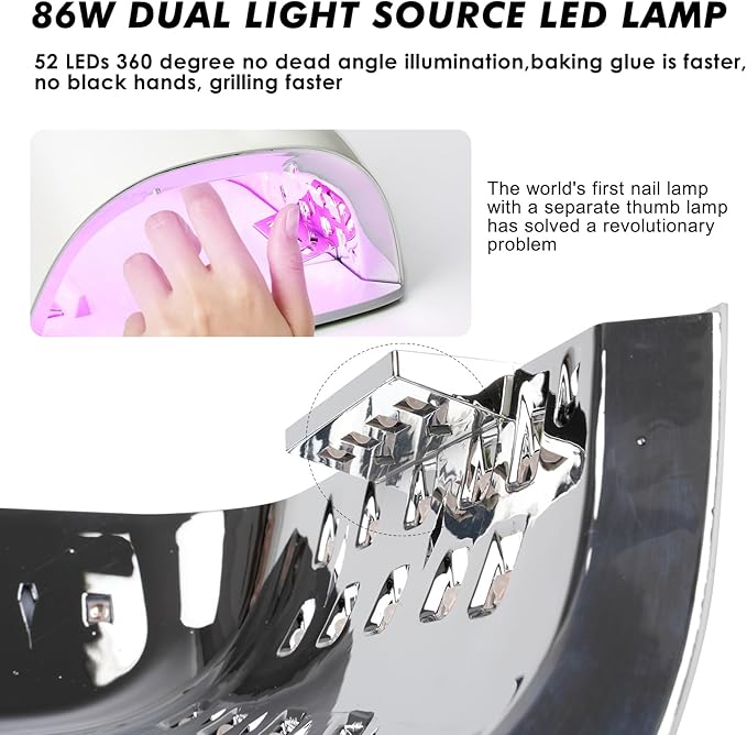 Professional Rechargeable UV LED Nail Lamp with 4 Timer Setting and 18000mAH Long Battery Life Nail Dryer JC22 (White)