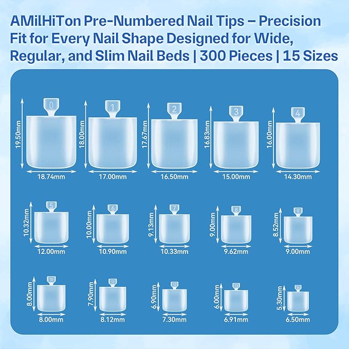 Upgraded Toe Nail Tips, Square Full Cover for Wide Long Nail Beds, Matte Pre-shaped Press on Toenails for Women Extensions Home DIY Nail Salon 300PCS 15Sizes