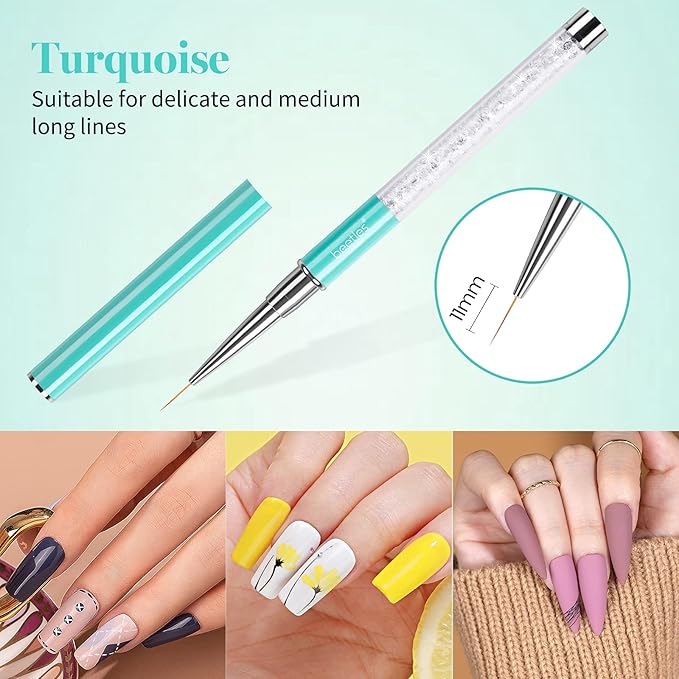 Beetles Gel Nail Polish with 5pcs Nail Art Liner Brushes Set, 20 Colors Fantasyland Collection Pastel Bright Pink Purple Navy Blue Green Glitter Led Soak Off Trendy Spring Summer Manicure Kit