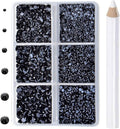 8000pcs Hotfix Rhinestones Flatback,Rhinestones for Crafts Clothes Mixed 6 Sizes, Hotfix Crystals with Wax Pencil Kit, SS3-SS12,Black