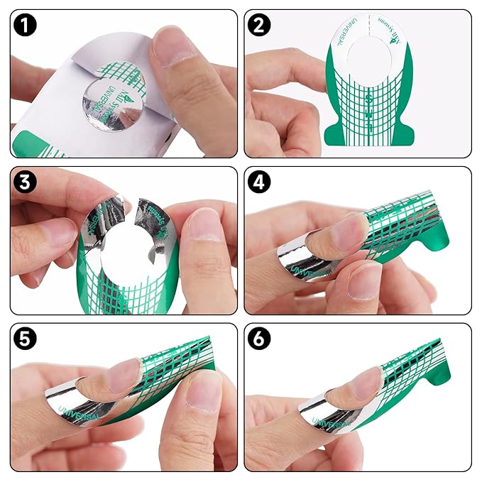 G2PLUS Nail Forms for Gel Builder, 500PCS Nail Extension Forms, Long Length Reusable Tip Shape Guide Stickers for DIY and Home Use Salon Supplies