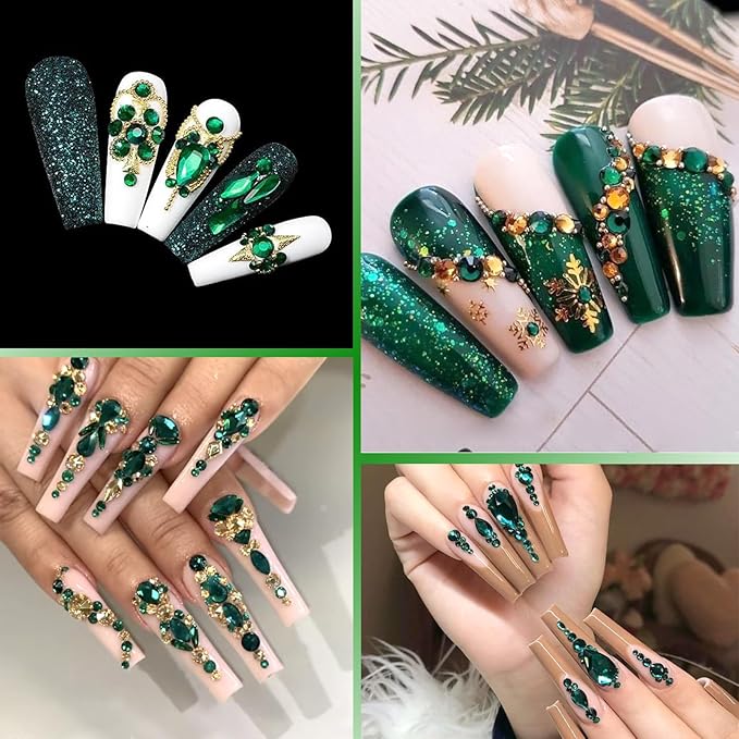 18000 Pcs 3D Green Resin Rhinestones for Crafting, Flatback Jelly Resin Bedazzled Rhinestones for Nails Art, 3-6 mm Crystal Nail Gems for Crafts Nails Eyes Makeup DIY Crafts Supplies